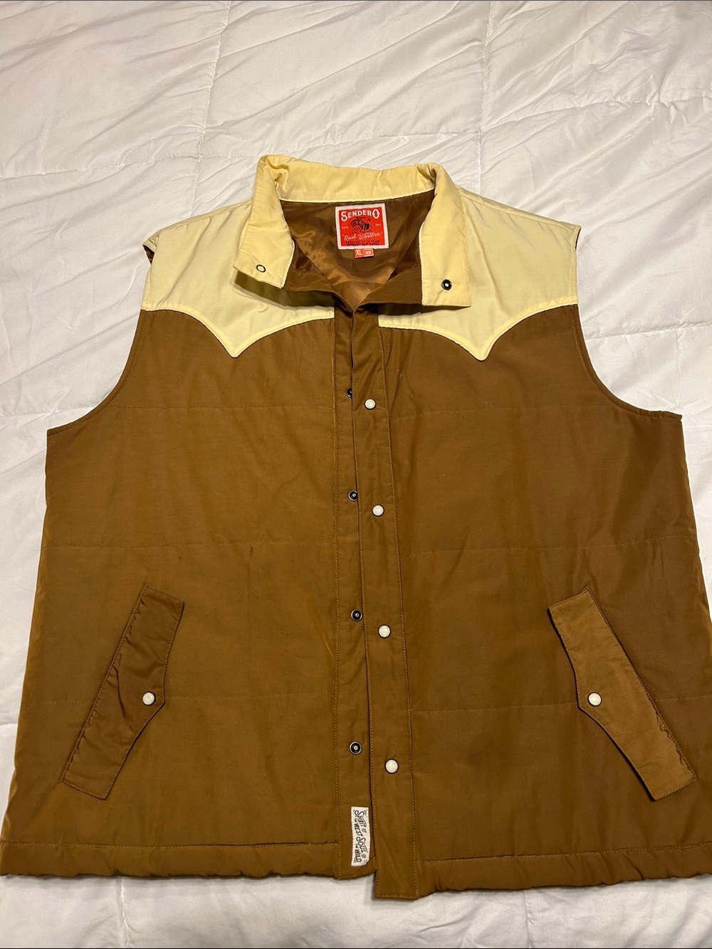Sendero Two-Tone Brown & Cream Quilted Vest